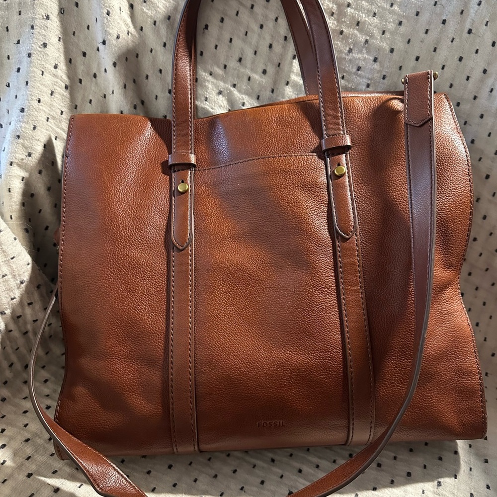 Fossil Kingston Brown Leather Tote Bag